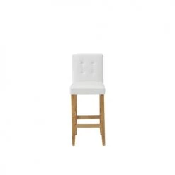 Beliani Chaises Et Tabourets De Bar Lot De 2 Chaises De Bar En Cuir PU Blanc Crème -Bancs Soldes lot de 2 chaises de bar en cuir pu blanc creme 3