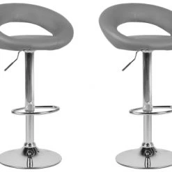 Beliani Chaises Et Tabourets De Bar Lot De 2 Chaises De Bar En Cuir PU Gris