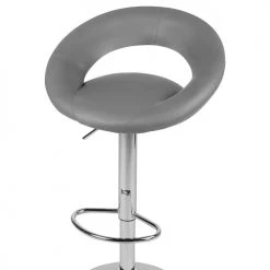 Beliani Chaises Et Tabourets De Bar Lot De 2 Chaises De Bar En Cuir PU Gris -Bancs Soldes lot de 2 chaises de bar en cuir pu gris 4