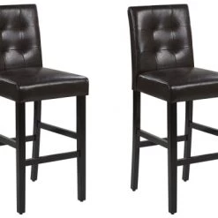 Beliani Chaises Et Tabourets De Bar Lot De 2 Chaises De Bar En Cuir PU Marron