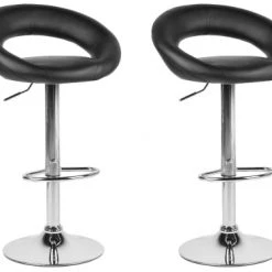 Beliani Chaises Et Tabourets De Bar Lot De 2 Chaises De Bar En Cuir PU Noir