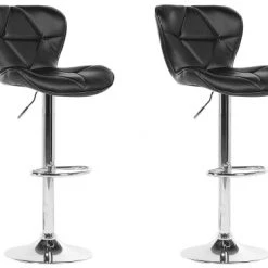 Beliani Chaises Et Tabourets De Bar Lot De 2 Chaises De Bar En Cuir PU Noir