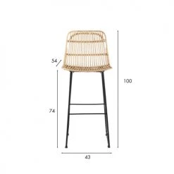 Now’s Home Chaises Et Tabourets De Bar Lot De 2 Chaises De Bar En Rotin -Bancs Soldes lot de 2 chaises de bar en rotin 2