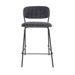 House Nordic Chaises Et Tabourets De Bar Lot De 2 Chaises De Bar En Tissu Et Métal Gris Foncé -Bancs Soldes lot de 2 chaises de bar en tissu et metal gris fonce 2