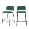House Nordic Chaises Et Tabourets De Bar Lot De 2 Chaises De Bar En Tissu Et Métal Vert -Bancs Soldes lot de 2 chaises de bar en tissu et metal vert
