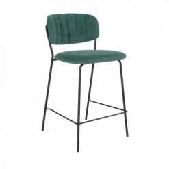 House Nordic Chaises Et Tabourets De Bar Lot De 2 Chaises De Bar En Tissu Et Métal Vert -Bancs Soldes lot de 2 chaises de bar en tissu et metal vert 2