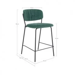 House Nordic Chaises Et Tabourets De Bar Lot De 2 Chaises De Bar En Tissu Et Métal Vert -Bancs Soldes lot de 2 chaises de bar en tissu et metal vert 5