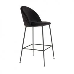 House Nordic Chaises Et Tabourets De Bar Lot De 2 Chaises De Bar En Velours Et Métal Noir -Bancs Soldes lot de 2 chaises de bar en velours et metal noir 3