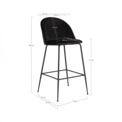 House Nordic Chaises Et Tabourets De Bar Lot De 2 Chaises De Bar En Velours Et Métal Noir -Bancs Soldes lot de 2 chaises de bar en velours et metal noir 5