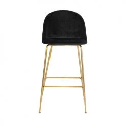 House Nordic Chaises Et Tabourets De Bar Lot De 2 Chaises De Bar En Velours Et Pieds Dorés Noir -Bancs Soldes lot de 2 chaises de bar en velours et pieds dores noir 1