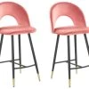 Beliani Chaises Et Tabourets De Bar Lot De 2 Chaises De Bar En Velours Rouge Corail