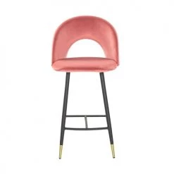 Beliani Chaises Et Tabourets De Bar Lot De 2 Chaises De Bar En Velours Rouge Corail -Bancs Soldes lot de 2 chaises de bar en velours rouge corail 3