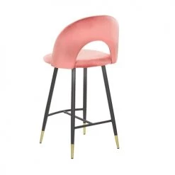 Beliani Chaises Et Tabourets De Bar Lot De 2 Chaises De Bar En Velours Rouge Corail -Bancs Soldes lot de 2 chaises de bar en velours rouge corail 4