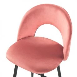 Beliani Chaises Et Tabourets De Bar Lot De 2 Chaises De Bar En Velours Rouge Corail -Bancs Soldes lot de 2 chaises de bar en velours rouge corail 5