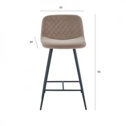 Pirouette Paris Chaises Et Tabourets De Bar Lot De 2 Chaises De Bar En Velours Taupe Pieds En Métal Noir -Bancs Soldes lot de 2 chaises de bar en velours taupe pieds en metal noir 3