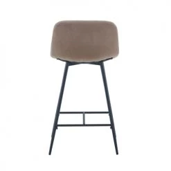 Pirouette Paris Chaises Et Tabourets De Bar Lot De 2 Chaises De Bar En Velours Taupe Pieds En Métal Noir -Bancs Soldes lot de 2 chaises de bar en velours taupe pieds en metal noir 5