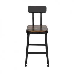 Drawer Chaises Et Tabourets De Bar Lot De 2 Chaises De Bar Métal Et Bois 63cm Bois Foncé Et Noir -Bancs Soldes lot de 2 chaises de bar metal et bois 63cm bois fonce et noir 3