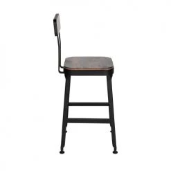 Drawer Chaises Et Tabourets De Bar Lot De 2 Chaises De Bar Métal Et Bois 63cm Bois Foncé Et Noir -Bancs Soldes lot de 2 chaises de bar metal et bois 63cm bois fonce et noir 5