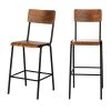Drawer Chaises Et Tabourets De Bar Lot De 2 Chaises De Bar Métal Et Bois 67cm Métal Et Bois Foncé -Bancs Soldes lot de 2 chaises de bar metal et bois 67cm metal et bois fonce