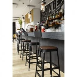 Drawer Chaises Et Tabourets De Bar Lot De 2 Chaises De Bar Métal Et Simili 75cm Marron -Bancs Soldes lot de 2 chaises de bar metal et simili 75cm marron 2