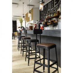 Drawer Chaises Et Tabourets De Bar Lot De 2 Chaises De Bar Métal Et Simili 75cm Marron -Bancs Soldes lot de 2 chaises de bar metal et simili 75cm marron 3