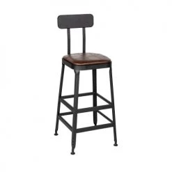 Drawer Chaises Et Tabourets De Bar Lot De 2 Chaises De Bar Métal Et Simili 75cm Marron -Bancs Soldes lot de 2 chaises de bar metal et simili 75cm marron 4