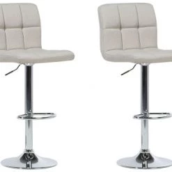 Beliani Chaises Et Tabourets De Bar Lot De 2 Chaises De Bar Réglables Beiges