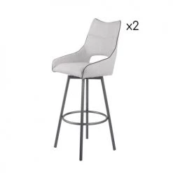 Meubletmoi Chaises Et Tabourets De Bar Lot De 2 Chaises Hautes De Bar En Tissu Gris Clair