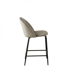 Drawer Chaises Et Tabourets De Bar Lot De 2 Fauteuils De Bar 65cm En Velours Et Pieds Noirs Taupe -Bancs Soldes lot de 2 fauteuils de bar 65cm en velours et pieds noirs taupe 2