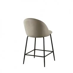 Drawer Chaises Et Tabourets De Bar Lot De 2 Fauteuils De Bar 65cm En Velours Et Pieds Noirs Taupe -Bancs Soldes lot de 2 fauteuils de bar 65cm en velours et pieds noirs taupe 3