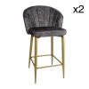 Now’s Home Chaises Et Tabourets De Bar Lot De 2 Fauteuils De Bar En Velours Gris H95cm
