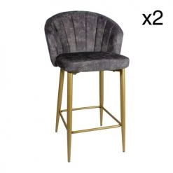 Now’s Home Chaises Et Tabourets De Bar Lot De 2 Fauteuils De Bar En Velours Gris H95cm