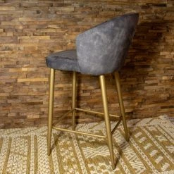 Now’s Home Chaises Et Tabourets De Bar Lot De 2 Fauteuils De Bar En Velours Gris H95cm -Bancs Soldes lot de 2 fauteuils de bar en velours gris h95cm 4