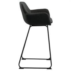 Meubles & Design Chaises Et Tabourets De Bar Lot De 2 Tabourets Avec Accoudoirs En Tissu Gris -Bancs Soldes lot de 2 tabourets avec accoudoirs en tissu gris 3