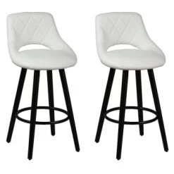 Altobuy Chaises Et Tabourets De Bar Lot De 2 Tabourets Blancs -Bancs Soldes lot de 2 tabourets blancs 4