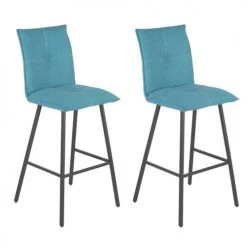 Altobuy Chaises Et Tabourets De Bar Lot De 2 Tabourets Bleus Assise 76cm