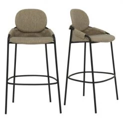 Meubles & Design Chaises Et Tabourets De Bar Lot De 2 Tabourets De Bar Avec Accoudoirs En Tissu Taupe