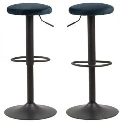 Toilinux Chaises Et Tabourets De Bar Lot De 2 Tabourets De Bar Avec Repose Pieds Et Hauteur Réglable -Bancs Soldes lot de 2 tabourets de bar avec repose pieds et hauteur reglable 2