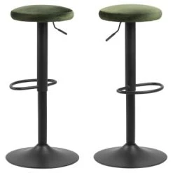 Toilinux Chaises Et Tabourets De Bar Lot De 2 Tabourets De Bar Avec Repose Pieds Et Hauteur Réglable -Bancs Soldes lot de 2 tabourets de bar avec repose pieds et hauteur reglable 4