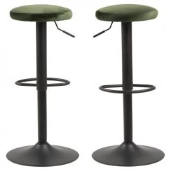 Toilinux Chaises Et Tabourets De Bar Lot De 2 Tabourets De Bar Avec Repose Pieds Et Hauteur Réglable -Bancs Soldes lot de 2 tabourets de bar avec repose pieds et hauteur reglable 8