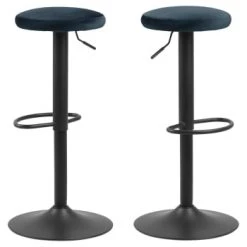 Toilinux Chaises Et Tabourets De Bar Lot De 2 Tabourets De Bar Avec Repose Pieds Et Hauteur Réglable -Bancs Soldes lot de 2 tabourets de bar avec repose pieds et hauteur reglable 9