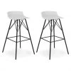 Meubles & Design Chaises Et Tabourets De Bar Lot De 2 Tabourets De Bar Blanc -Bancs Soldes lot de 2 tabourets de bar blanc