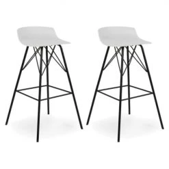 Meubles & Design Chaises Et Tabourets De Bar Lot De 2 Tabourets De Bar Blanc