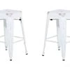 Beliani Chaises Et Tabourets De Bar Lot De 2 Tabourets De Bar Blancs Dorés De 60 Cm