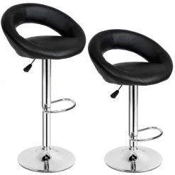 Tectake Chaises Et Tabourets De Bar Lot De 2 Tabourets De Bar CHRISTIAN Noir