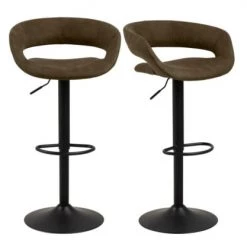 Meubles & Design Chaises Et Tabourets De Bar Lot De 2 Tabourets De Bar Confortables En Tissu Chocolat