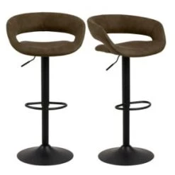Meubles & Design Chaises Et Tabourets De Bar Lot De 2 Tabourets De Bar Confortables En Tissu Chocolat -Bancs Soldes lot de 2 tabourets de bar confortables en tissu chocolat 4