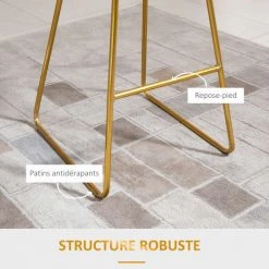 Homcom Chaises Et Tabourets De Bar Lot De 2 Tabourets De Bar Design Avec Coussin Velours Noir Et Doré 12 Homcom Chaises Et Tabourets De Bar Lot De 2 Tabourets De Bar Design Avec Coussin Velours Noir Et Doré -Bancs Soldes lot de 2 tabourets de bar design avec coussin velours noir et dore 4