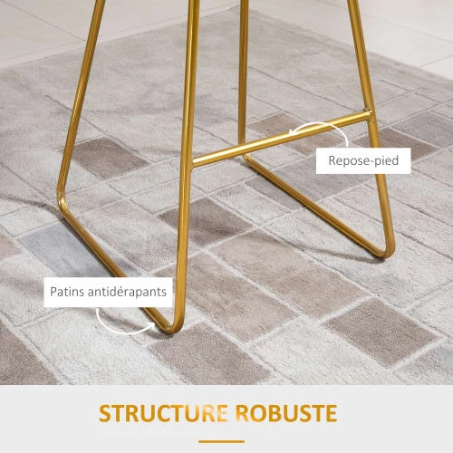 Homcom Chaises Et Tabourets De Bar Lot De 2 Tabourets De Bar Design Avec Coussin Velours Noir Et Doré 7 Homcom Chaises Et Tabourets De Bar Lot De 2 Tabourets De Bar Design Avec Coussin Velours Noir Et Doré – Image 5