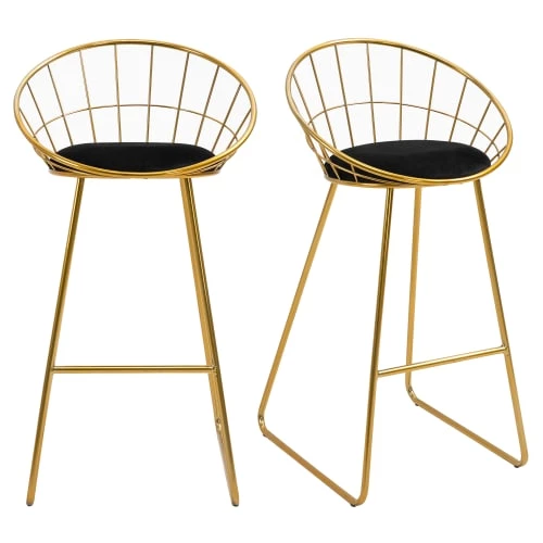 Homcom Chaises Et Tabourets De Bar Lot De 2 Tabourets De Bar Design Avec Coussin Velours Noir Et Doré 3 Homcom Chaises Et Tabourets De Bar Lot De 2 Tabourets De Bar Design Avec Coussin Velours Noir Et Doré